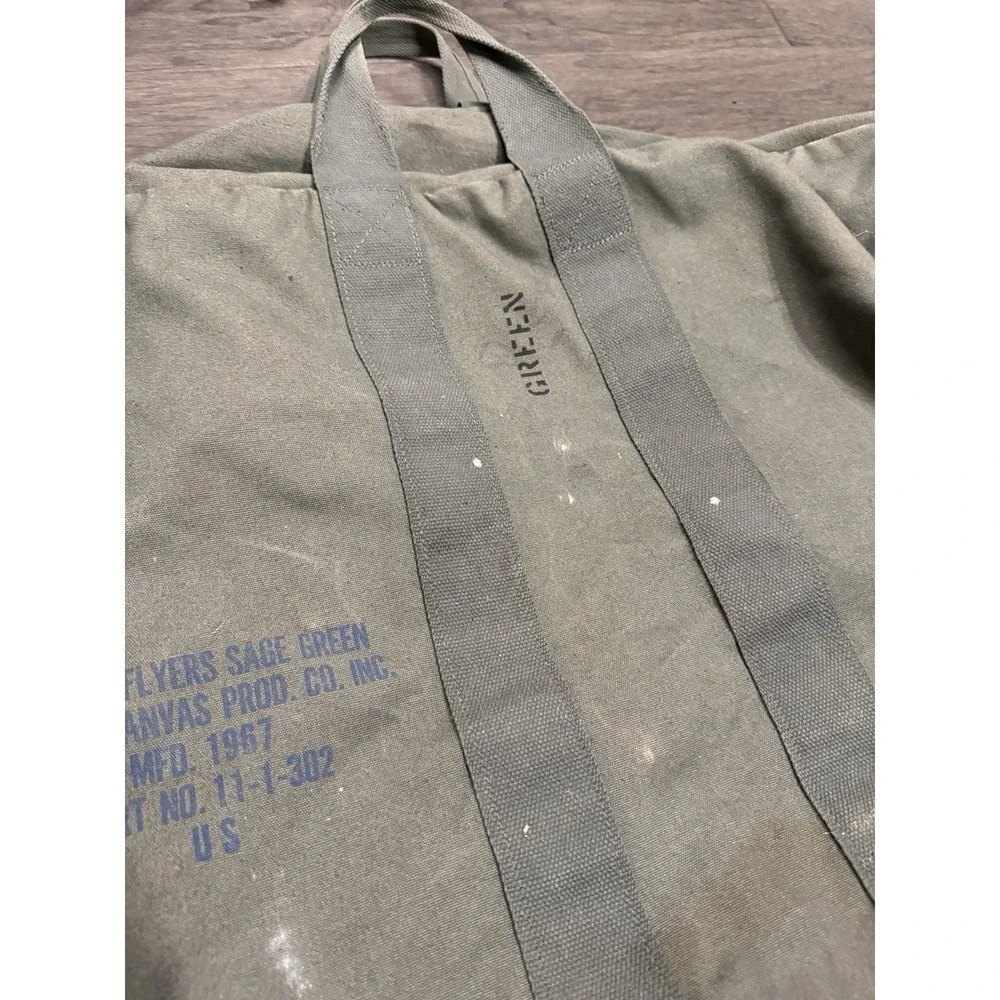 Vintage Army Kit Flyer Bag Sage Green‎ 1967 Large Pioneer Canvas Duffle Bag